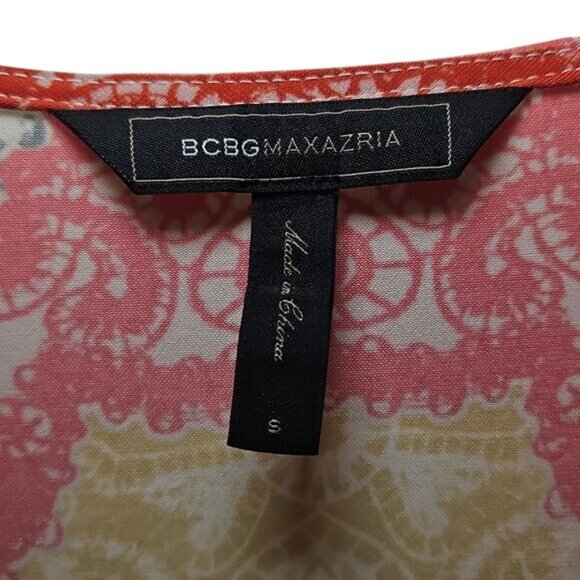 BCBGMaxAzria Faux Wrap Tereza Knee Length Short Sleeve Dress Small Colorful - Picture 6 of 11